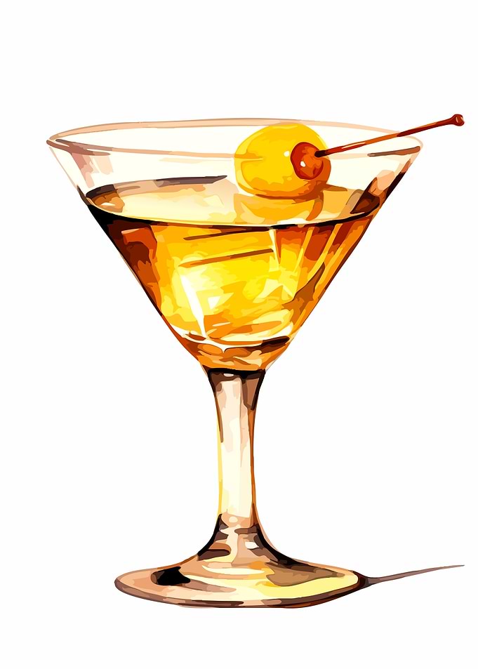 Martini with Olive and Cherry