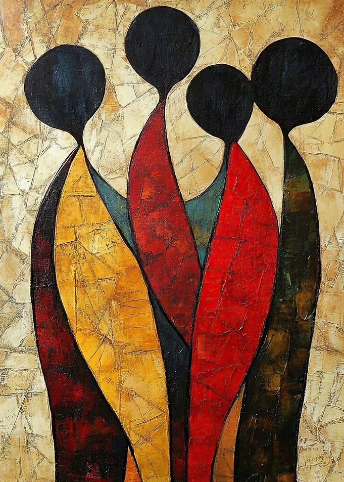 Abstract figures in vibrant colors