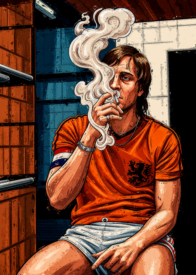 Johan Cruyff Smoking in Locker Room