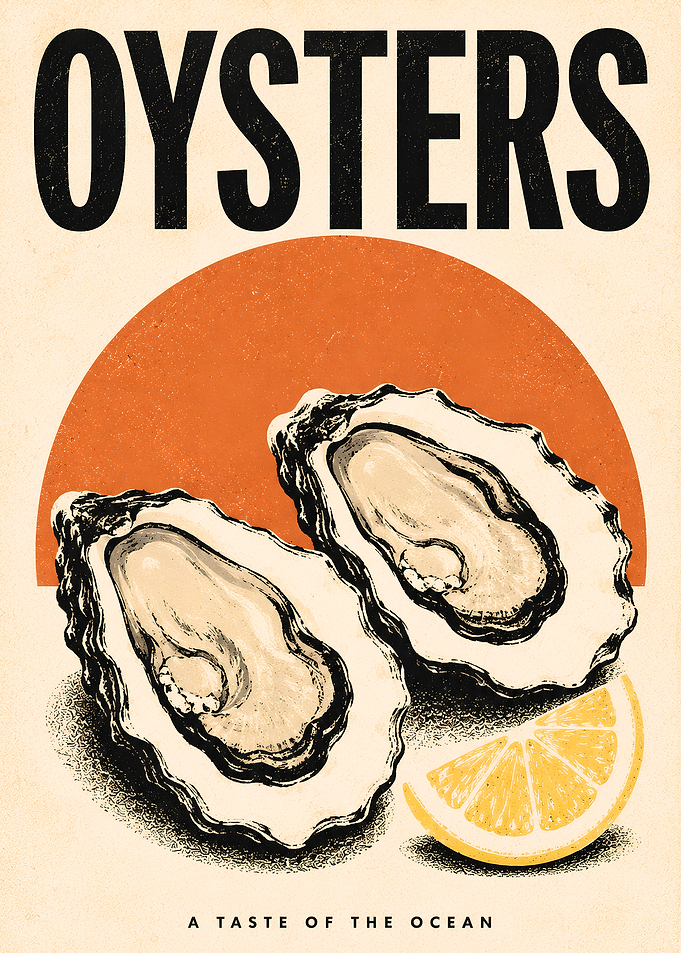 Vintage Oysters Food Poster