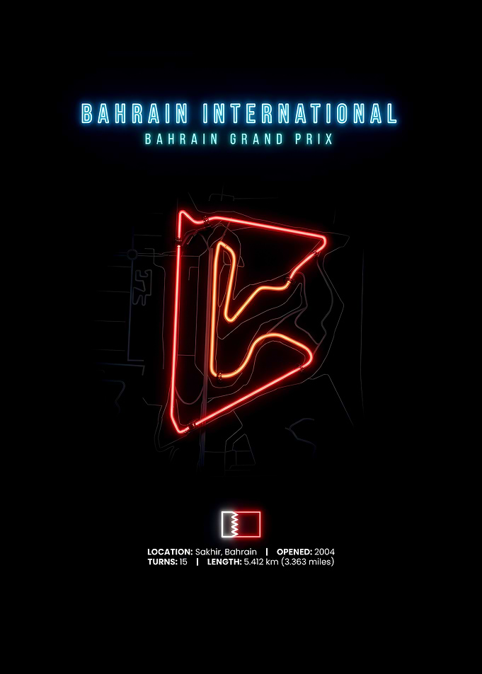 Bahrain International Circuit Neon Map