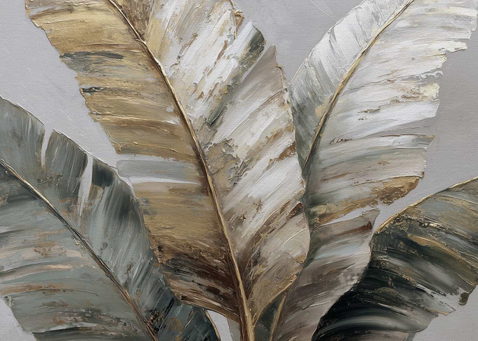 Textured Gold and Green Banana Leaves