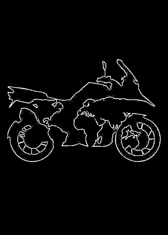 Motorcycle World Map Silhouette