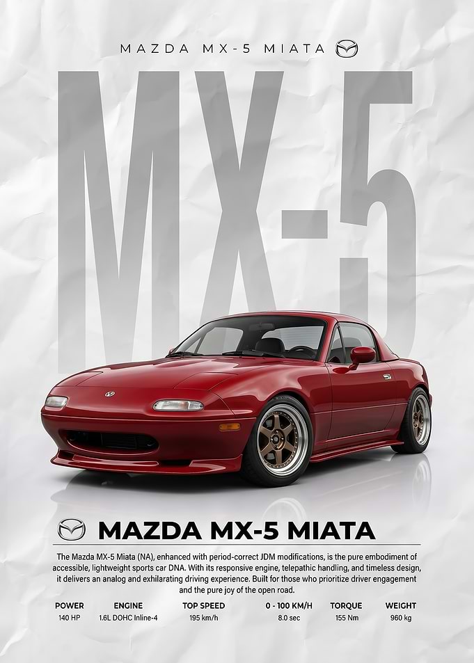 sleek iconic classic Miata Poster