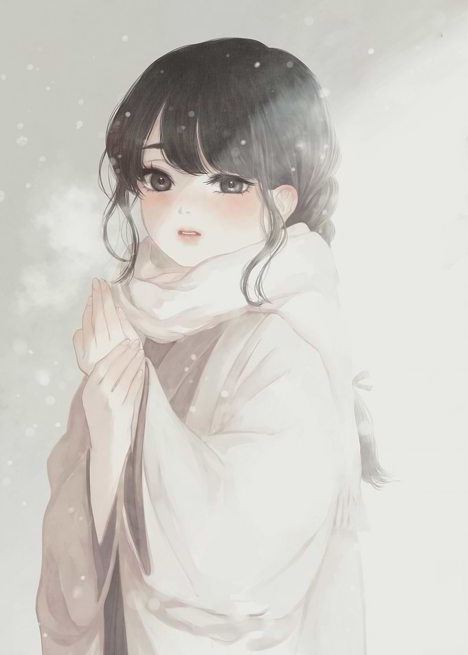 Anime Girl in Winter Scarf