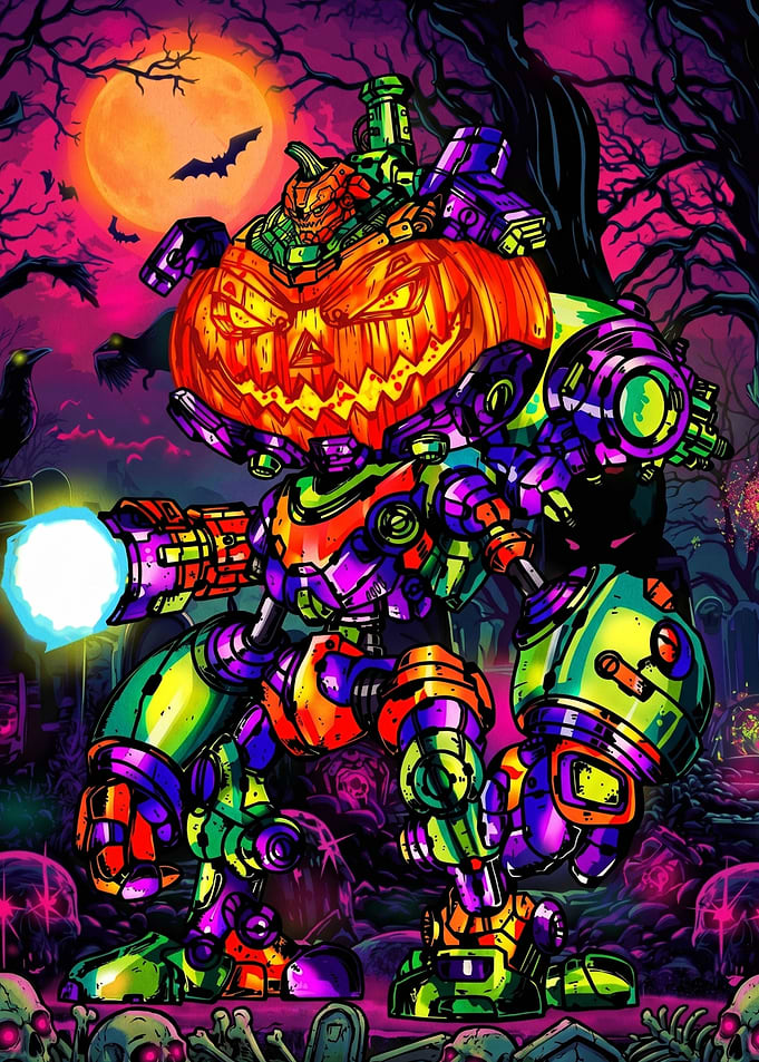 Halloween Robot Pumpkin Mech