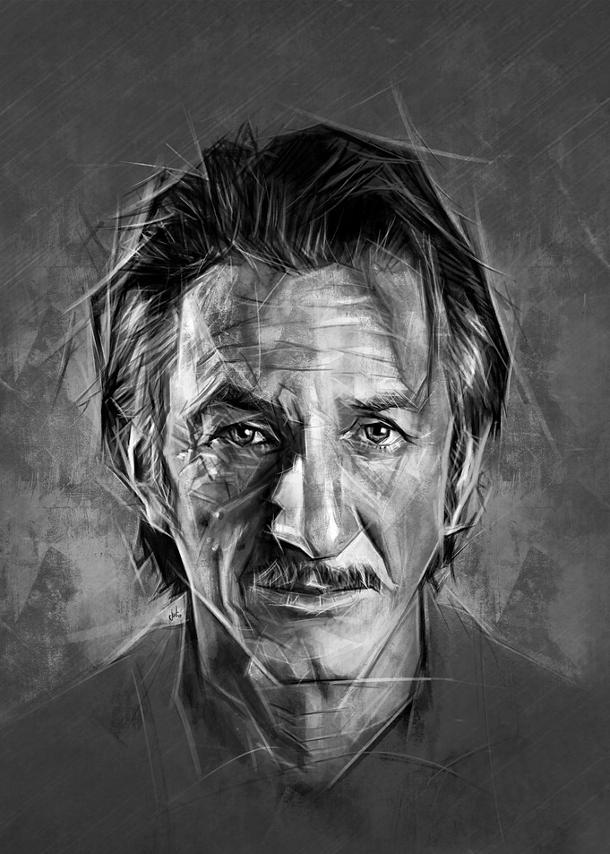Black and White Portrait of Sean Penn