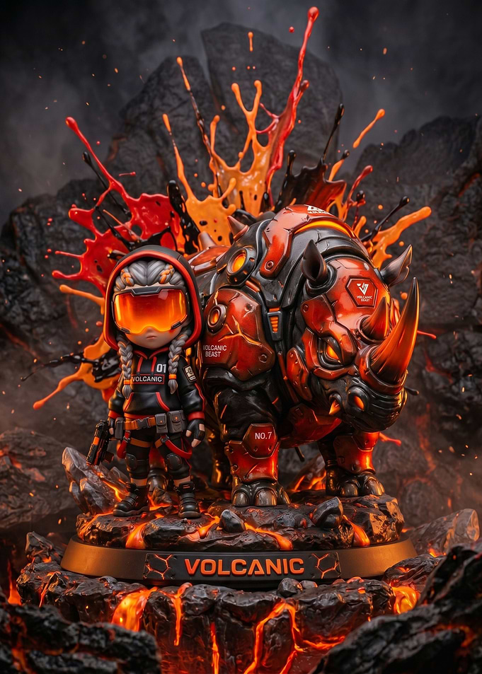 Volcanic Beast and Warrior