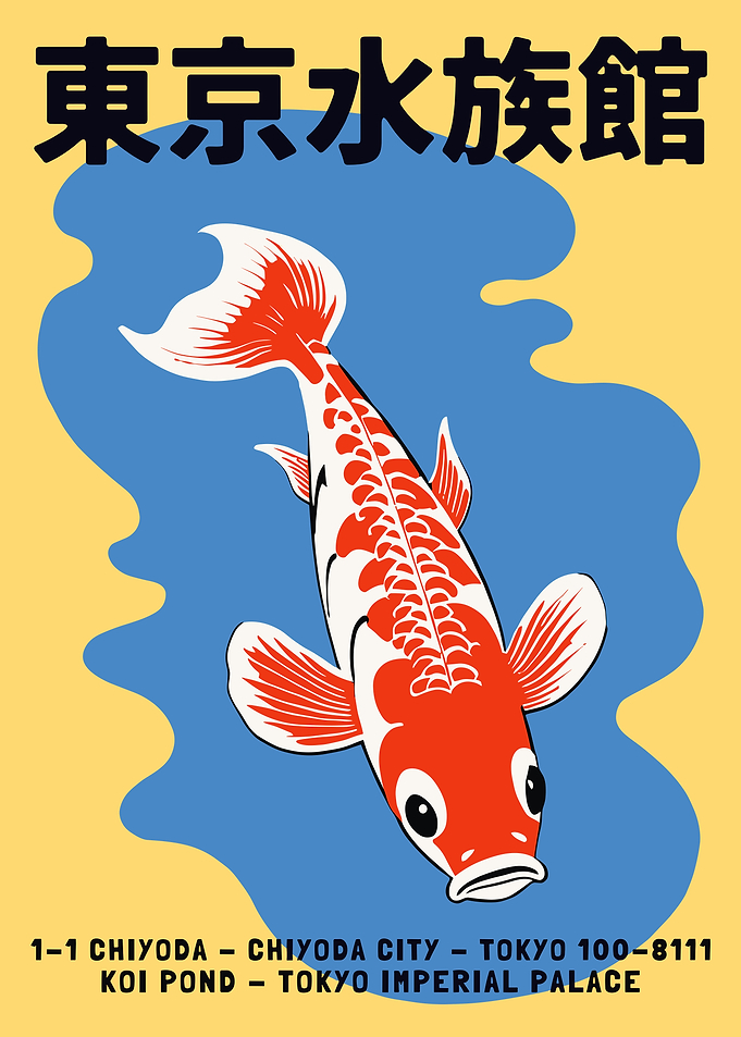 Tokyo Aquarium Koi Fish Poster