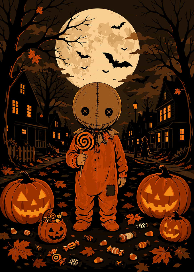 Sam from Trick 'r Treat Halloween Scene