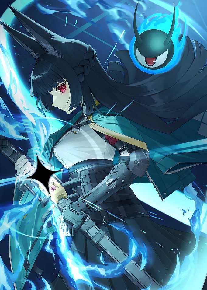 Anime Girl with Sword and Companion