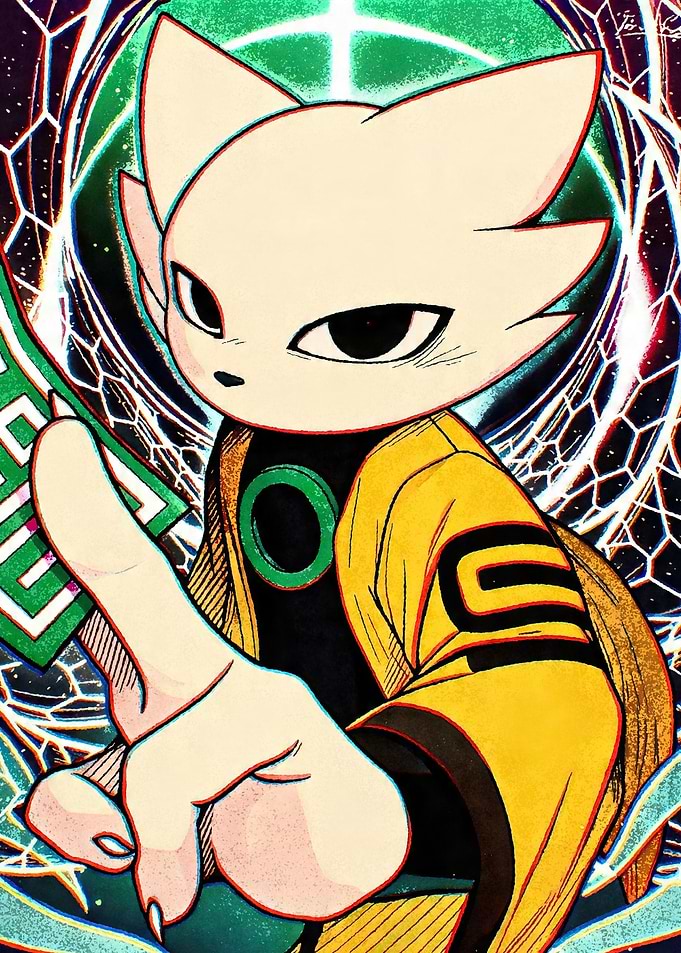 Anime Cat Character in Yellow Robe