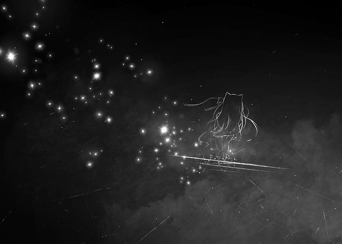 Anime Girl in Starry Night Sky