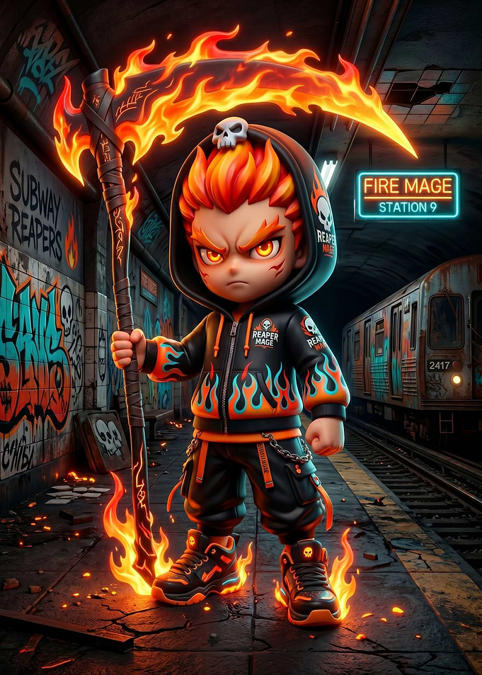 Fiery Reaper Mage in Subway Station