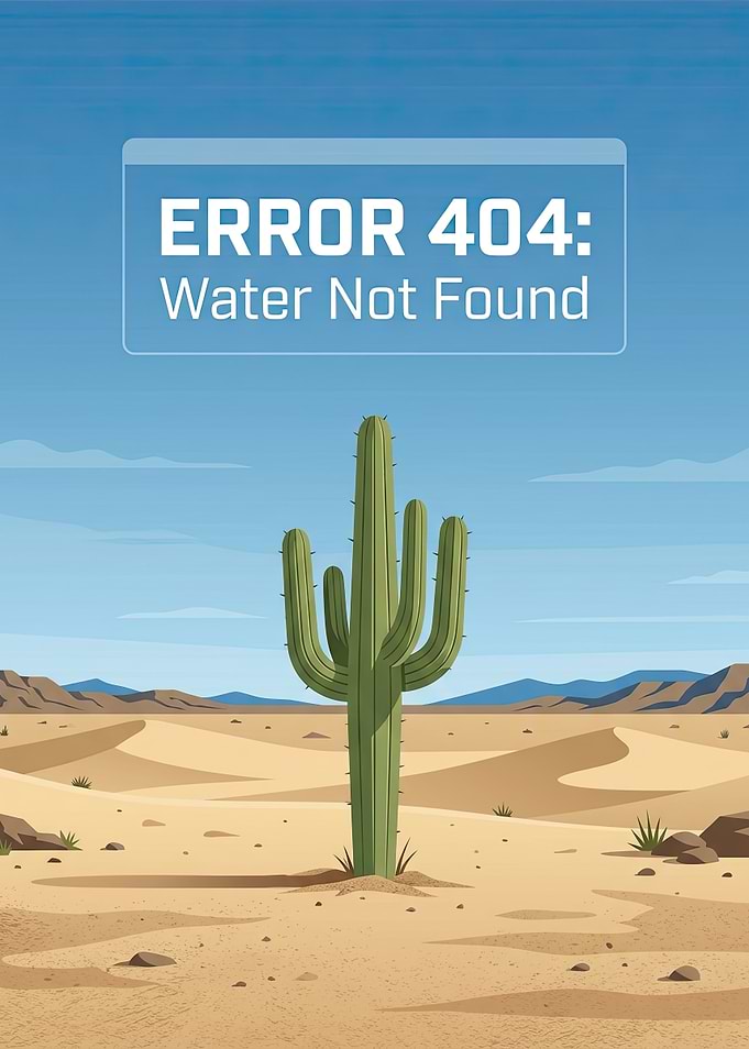 Error 404 Water Not Found Desert Cactus