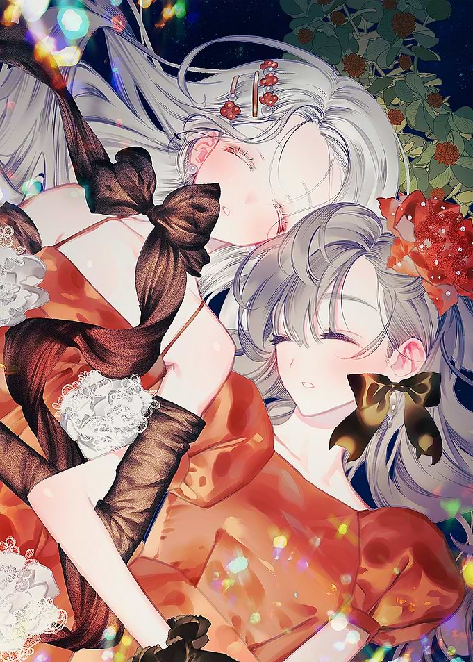 Two anime girls sleeping