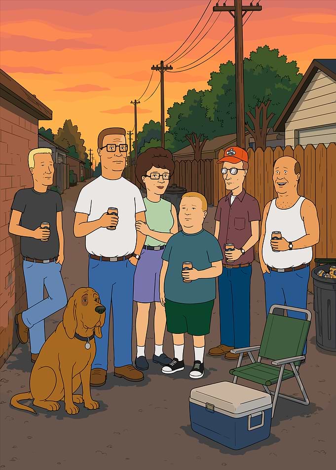 King of the Hill characters in an alley