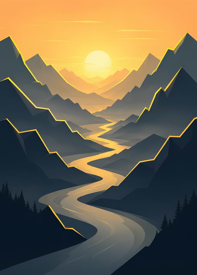 Sunrise Over Mountain Valley River