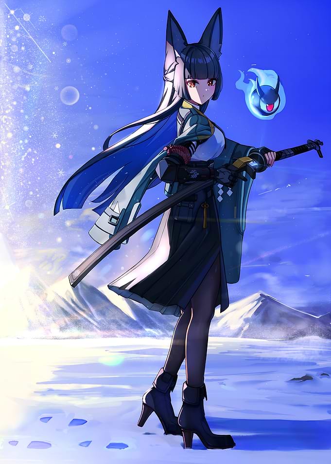 Anime Girl with Fox Ears and Katana