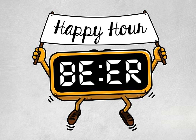 Happy Hour Beer Digital Clock Character