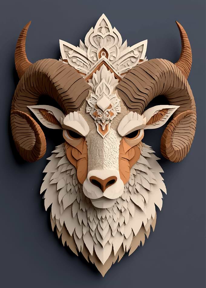 Papercraft Aries Zodiac Symbol