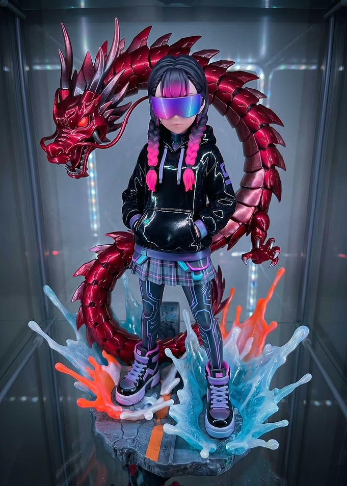 Cyberpunk Dragon Girl Figurine