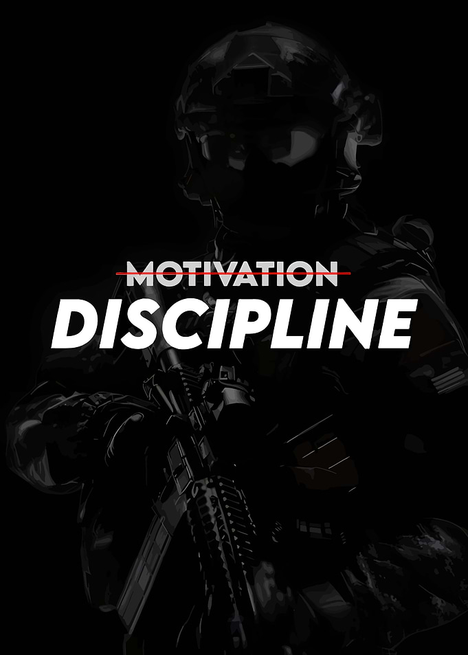 Soldier with Motivation and Discipline Text