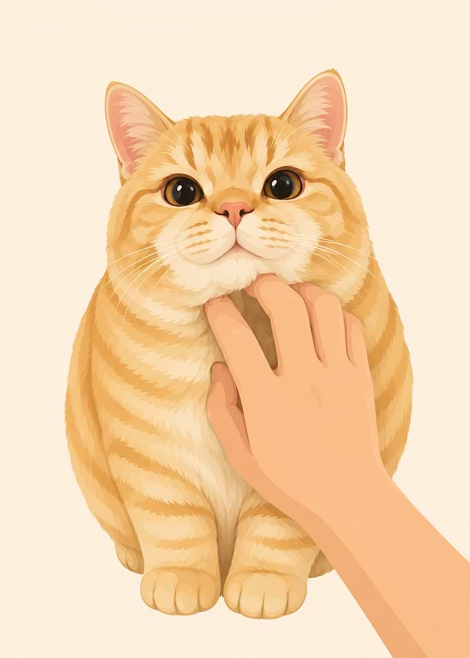 Cute Orange Tabby Cat Being Petted