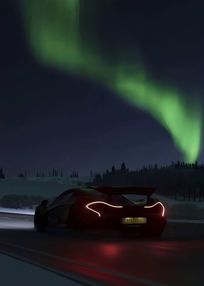 Mclaren P1 Under Aurora Borealis