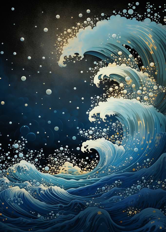 Stylized Ocean Waves with Bubbles