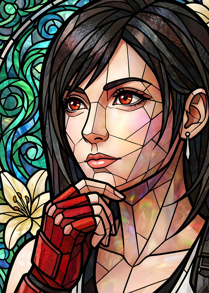 Final Fantasy VII Tifa Lockhart Stained Glass Art