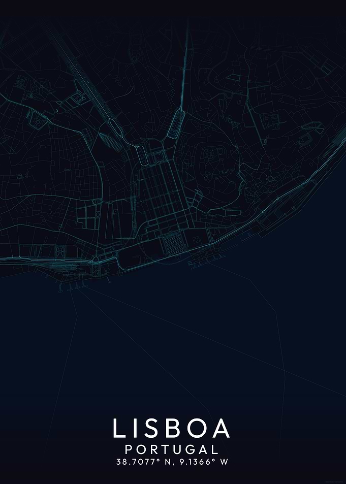 Lisbon Portugal Map Art