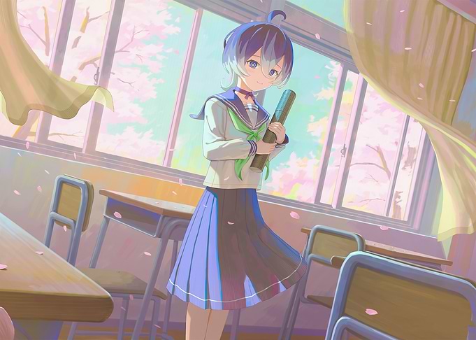Anime Girl Graduation in Classroom