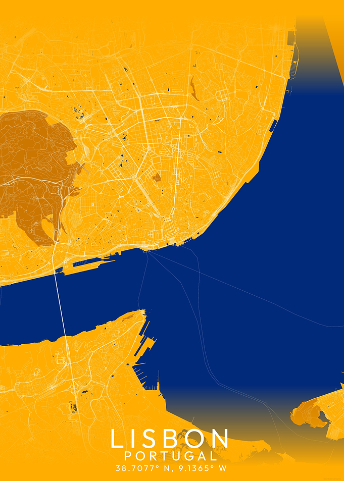 Lisbon Portugal Map Art