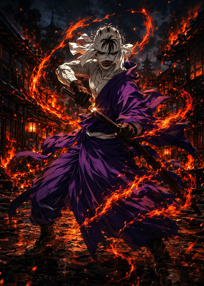 Samurai in Fiery Village