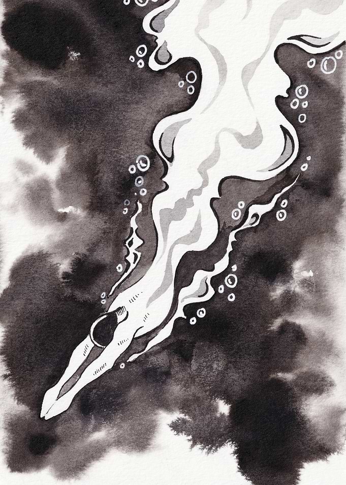 Swimmer in Dark Water