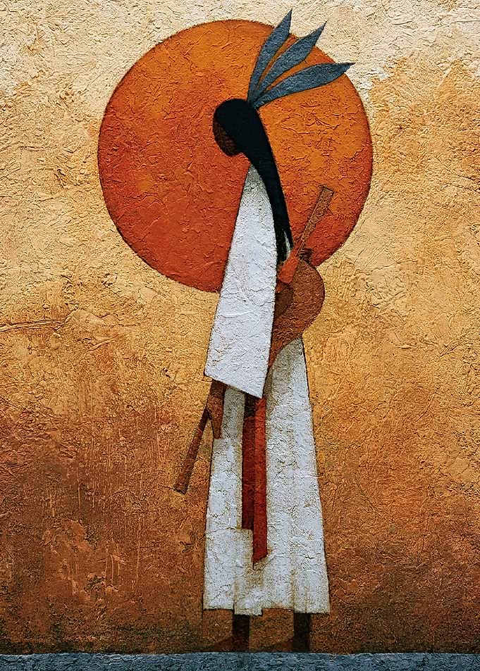 Native American Figure with Sun Symbol