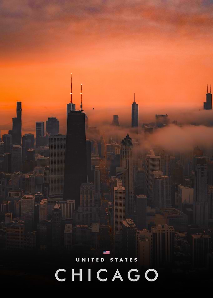 Chicago Skyline at Sunset