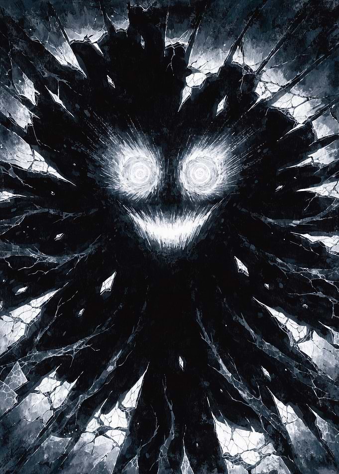 Dark Monster with Glowing Eyes
