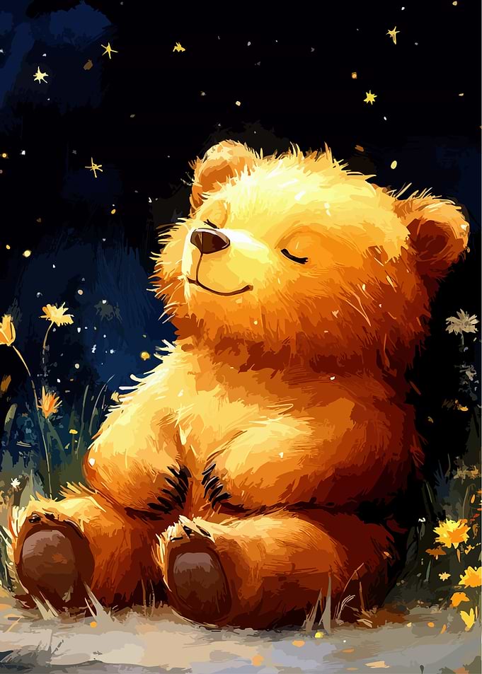 Cute Bear Under the Stars