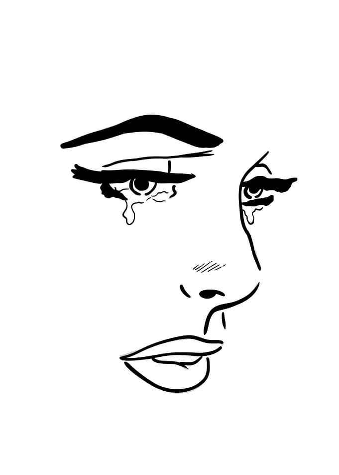 Crying Face Line Art