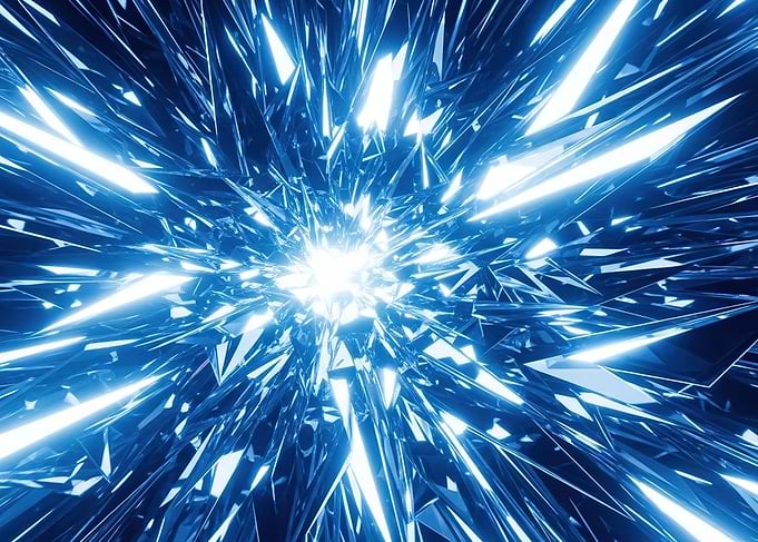 Abstract Blue Crystal Explosion
