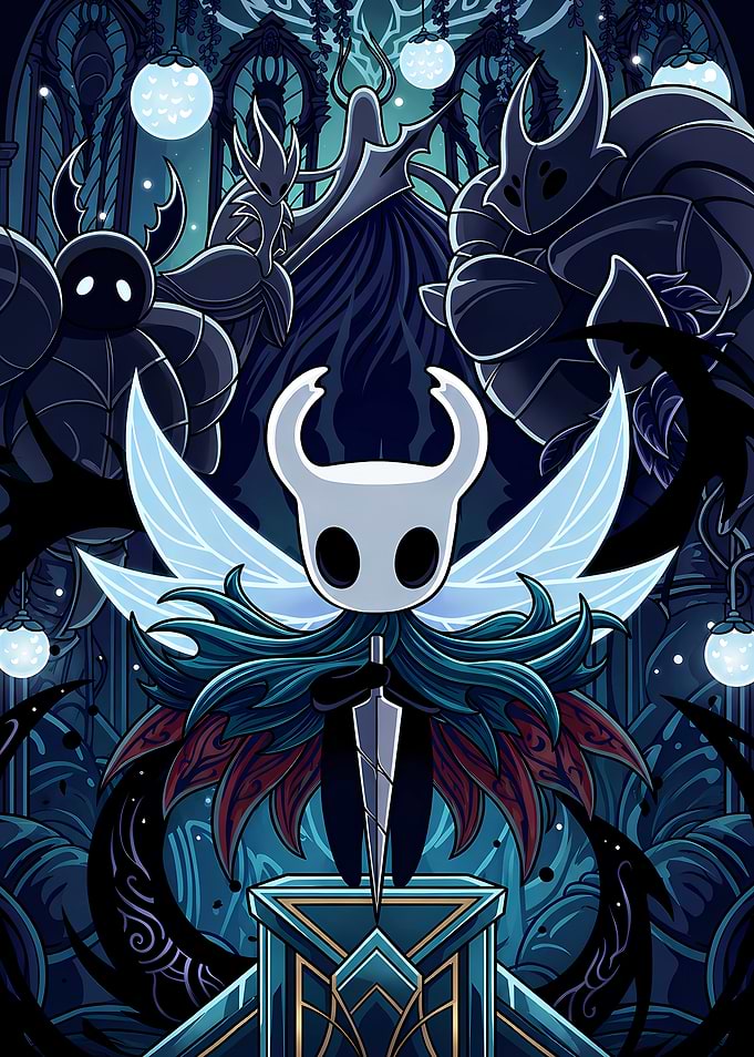 Hollow Knight Characters in Dark Fantasy Setting