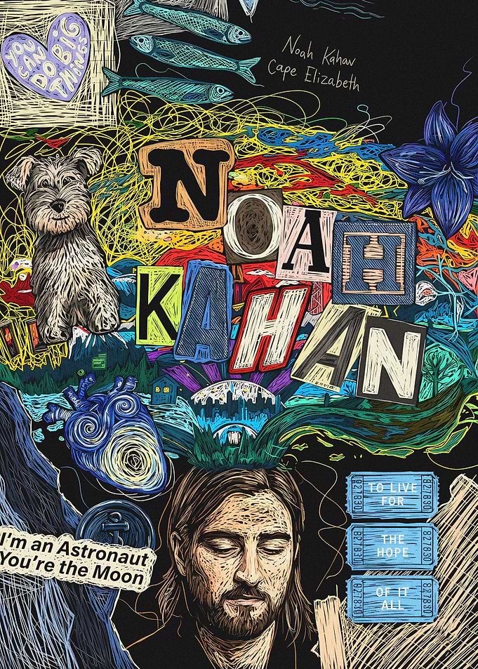 Noah Kahan Album Art Style Illustration