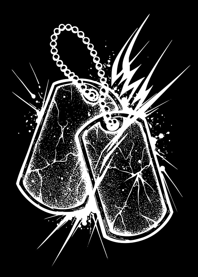 Cracked Dog Tags with Chain
