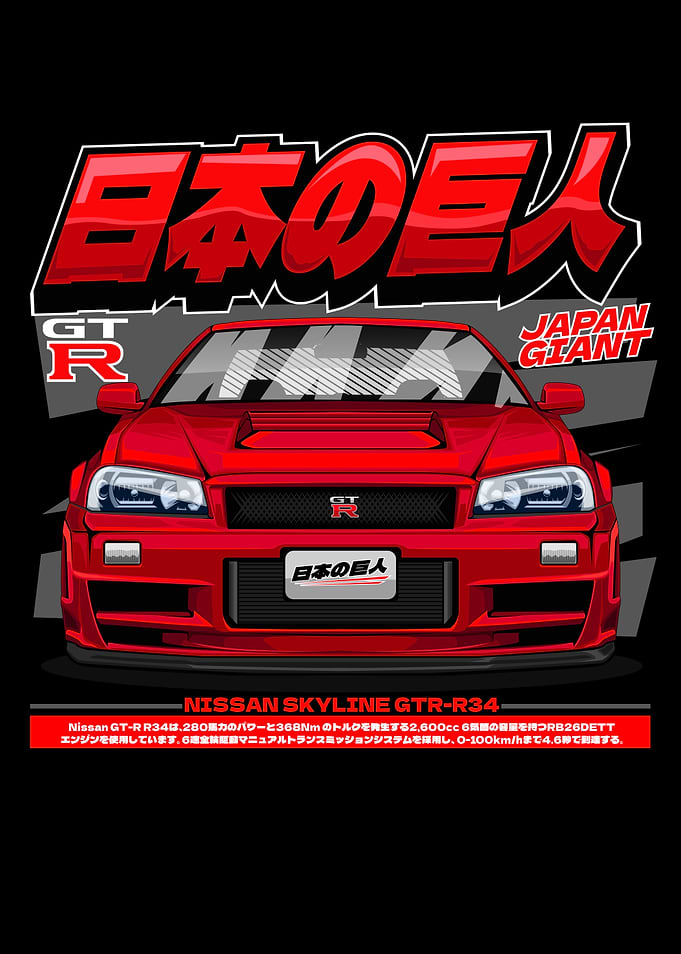 RED Nissan Skyline GT-R R34 'Japan Giant'
