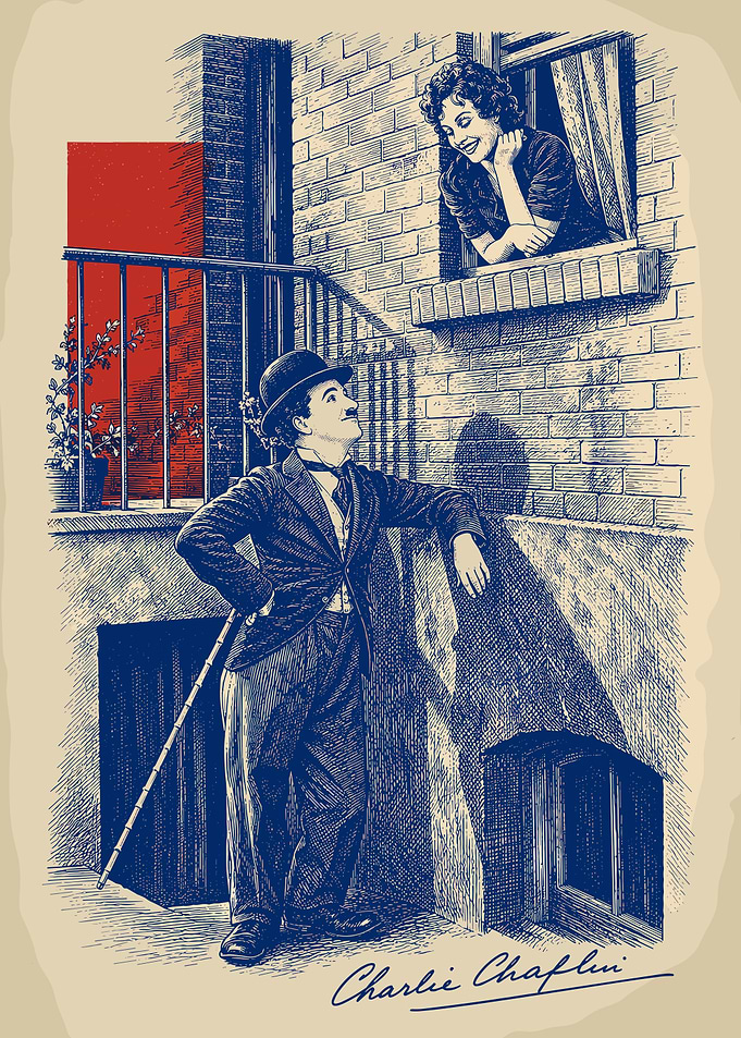 Charlie Chaplin and a Woman