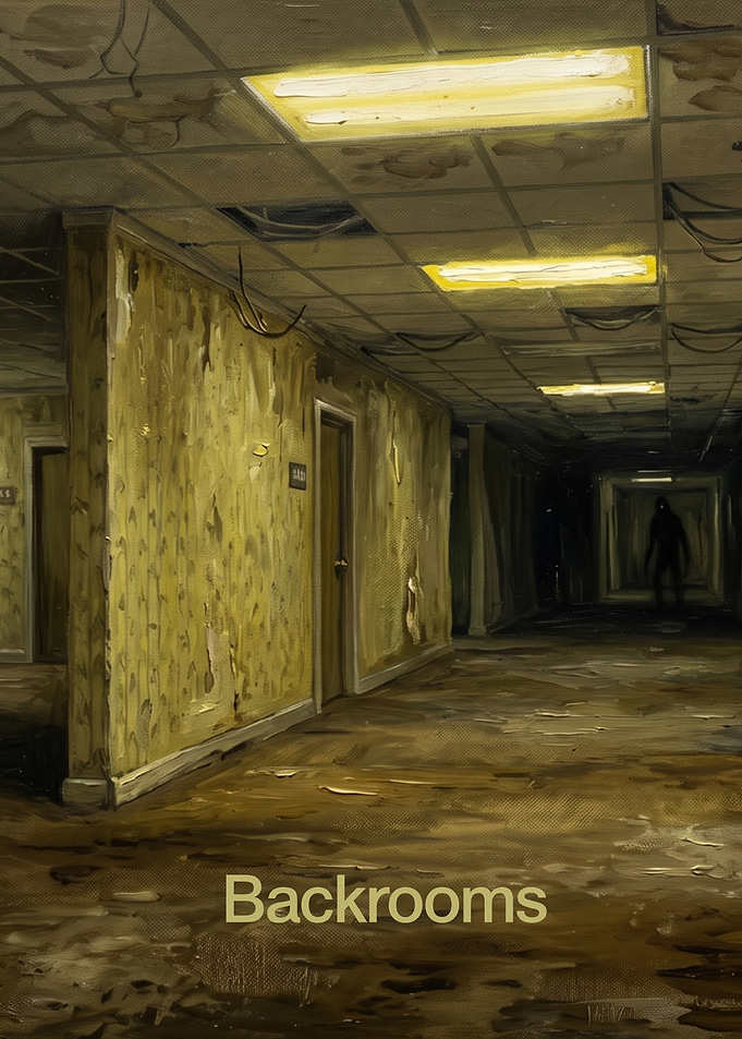 The Backrooms Hallway Painting