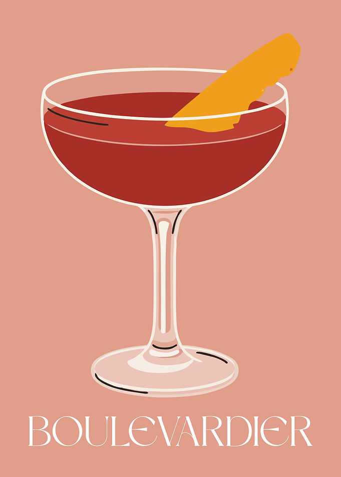 Boulevardier Cocktail Minimalist Poster
