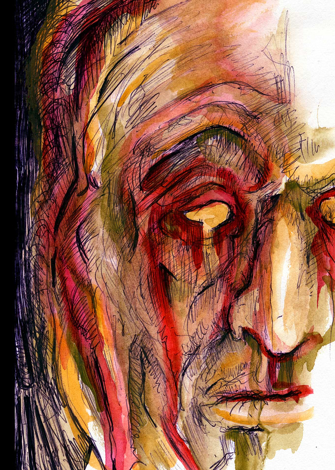Disturbing Portrait of a Bloody Face